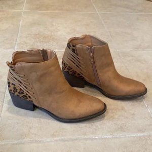 Very Volatile Booties Brown and Cheetah Print